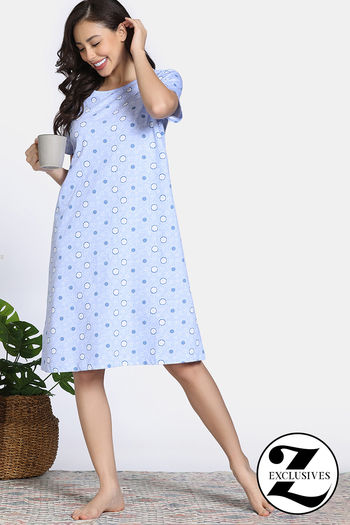Buy Zivame Knit Cotton Mid Length Nightdress - Dutch Canel